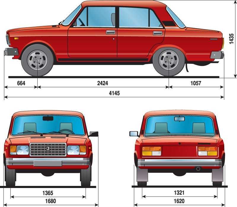 Габариты ваз 2107 схема